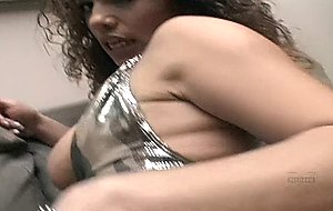 Curly haired ebony babe with big tits gets slammed intense