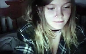 Blonde flashes her big tits