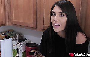 Dana Wolf slobbering her step brothers thick cock so he can vouch for her to stay