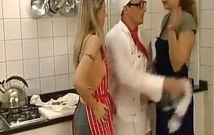 Threesome sex in the kitchen!
