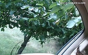 Teen Squirting Outdoor from TAXI with BFF Lesbian