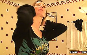 Aroused blonde mom records herself while dressing