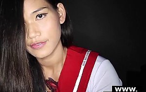 Real amateur Thai wifey in school uniform gets crempied