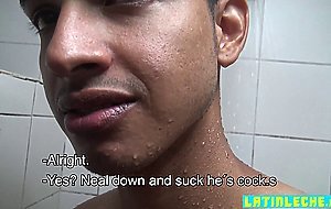 Straight latino gets an offer in the shower for pov sex