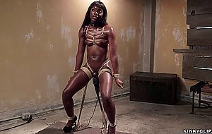 Ebony slave trainee sucks huge dick