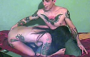Tatted up amateur couple make a honey sex tape