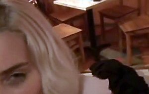 Blonde fucked in public european bar