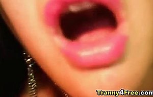 Asian Tranny Jerking Off her Dick
