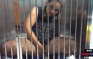 Caged MILF amateur Thai slut POV blowjob through the bars