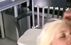 Blonde housewife in lingergie gets fuck and facial