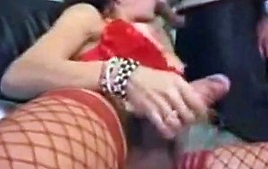 Titty tranny analed in red fishnets