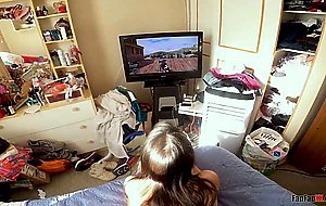 put his big cock on his sister while playing a game Doggystyle POV