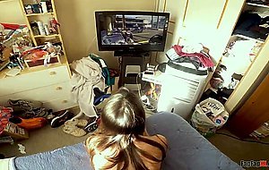 put his big cock on his sister while playing a game Doggystyle POV