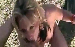 Blonde milf gives bj outdoors