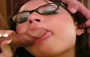 Blowjob from sexy teenage amateur bj slut in glasses 2 