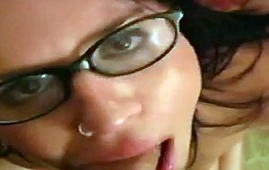Blowjob from sexy teenage amateur bj slut in glasses 2 