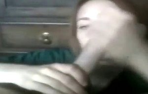 Brunette teen sucking cock and gets cumshot on hand