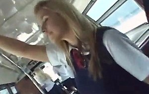 Blonde helps chinese man on bus