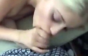 Cute blonde gets fucked and swallows cum 