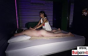 Skinny amateur Thai massage teen Praew fucked from behind