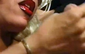 Swell ladyboy with huge tits stuffing