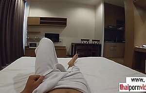 Amateur Thai teen Cherry with small tits moaning on a big white dick