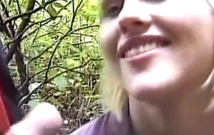Sexy girl piss and get pissed on in forest