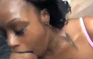 Ebony ho chokes on cock and gags for air
