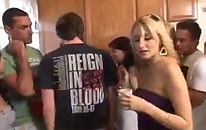 Sexy college girls start an orgy at a frat house party 