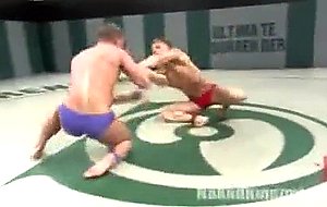Huge bodybuilder with a big fat cock fights and fucks ...