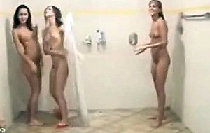Sexy teen girls take group shower