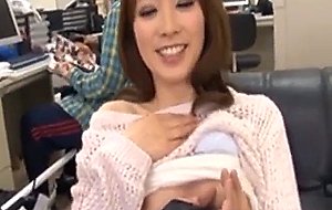 Sublime asian has her cunt vibed at work