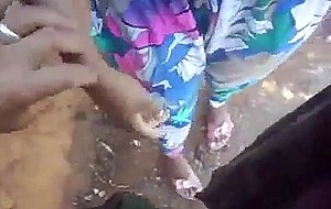 Shy girlfriend shows her pussy and sucks my dick outdoors