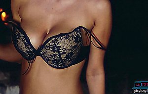 Huge natural tits Playboy models Lindsey Pelas and Sara Kristina striptease