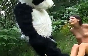 Panda comes to life to fuck girl outside