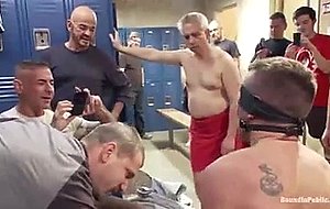 Ex-Military gets fucked in the crowded locker room