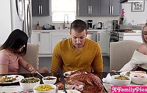 Thanksgiving stepbro is thankful for his penis and his stepsisters too
