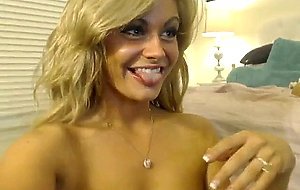 beautiful blonde babe fucks herself with dildo 