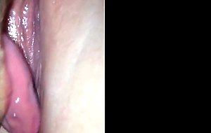 Wet pussy being licked close up