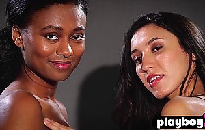 Amazing black teen Jahla posed with hot teen with perfect boobs Deisy Leon