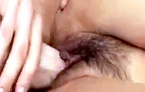 Hairy asian pussy sucking cock