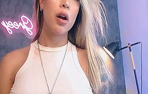 Jhenna stokes her hard she cock with huge fake tits