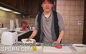 Go sushi, romantic japanese couple cook and fuck in th