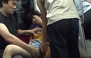 Sleeping girl groped & fucked on a train