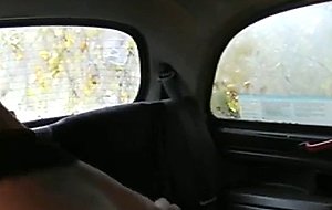 Huge breasts brunette giving titsjob in taxi