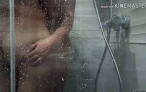 Little naughty shower with cumshot on her buttocks to celebrate our 6000 views