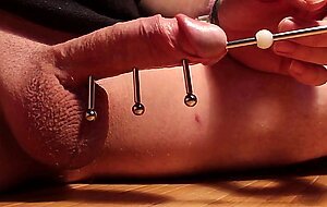 Inserting Metal Rod into young Cock and Magnets to attach it