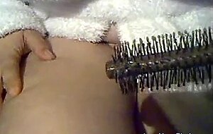 Hairy Brush in Pussy in spiky way