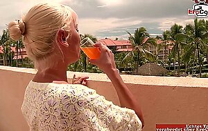 Erocom, honey blonde fucked on the roof terrace and in t