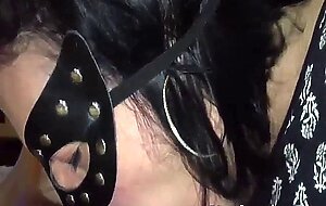 Cock blowing girl with the mask